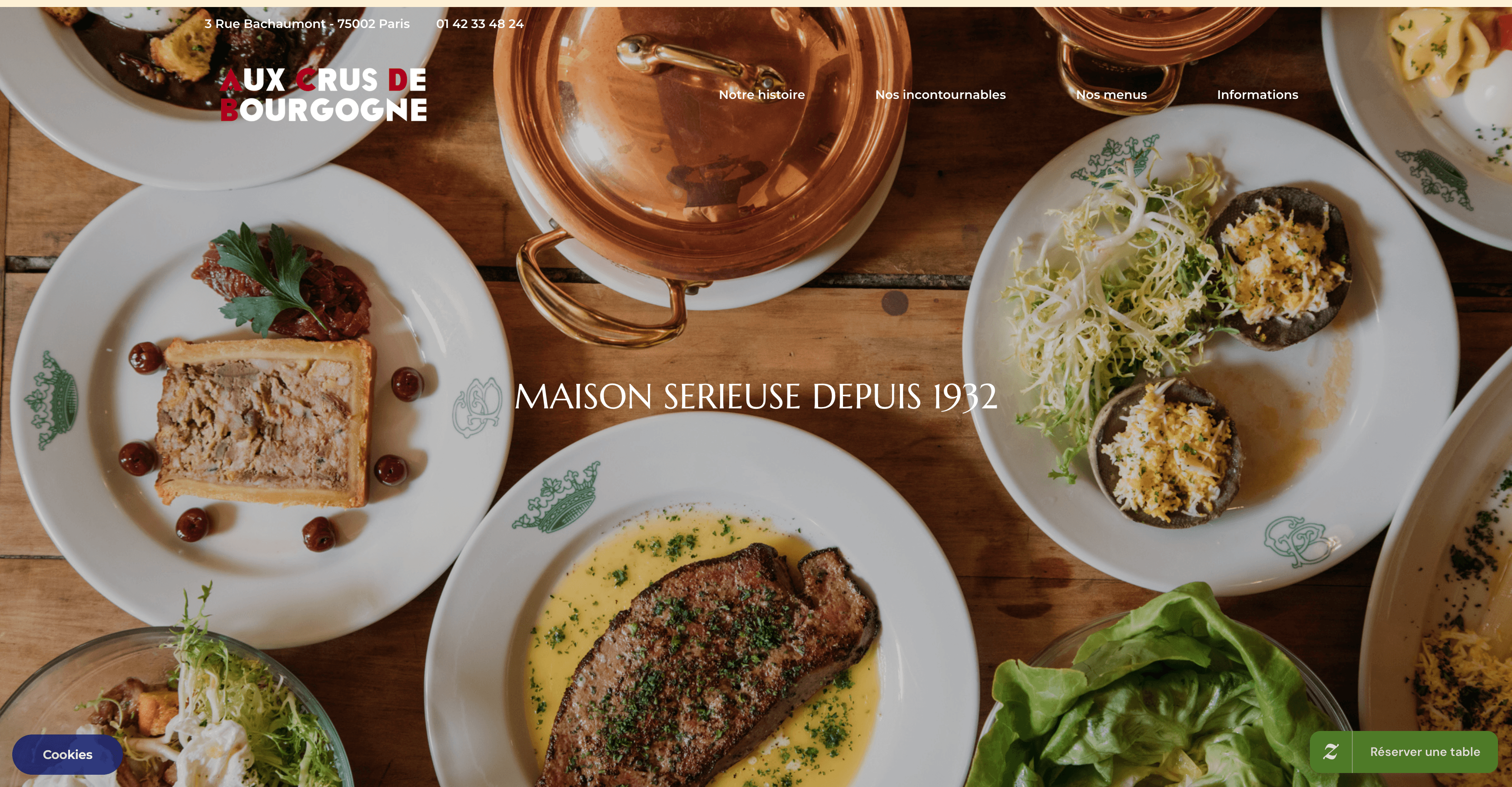 Page d’accueil d’Aux Crus de Bourgogne et ses assiettes traditionnelles