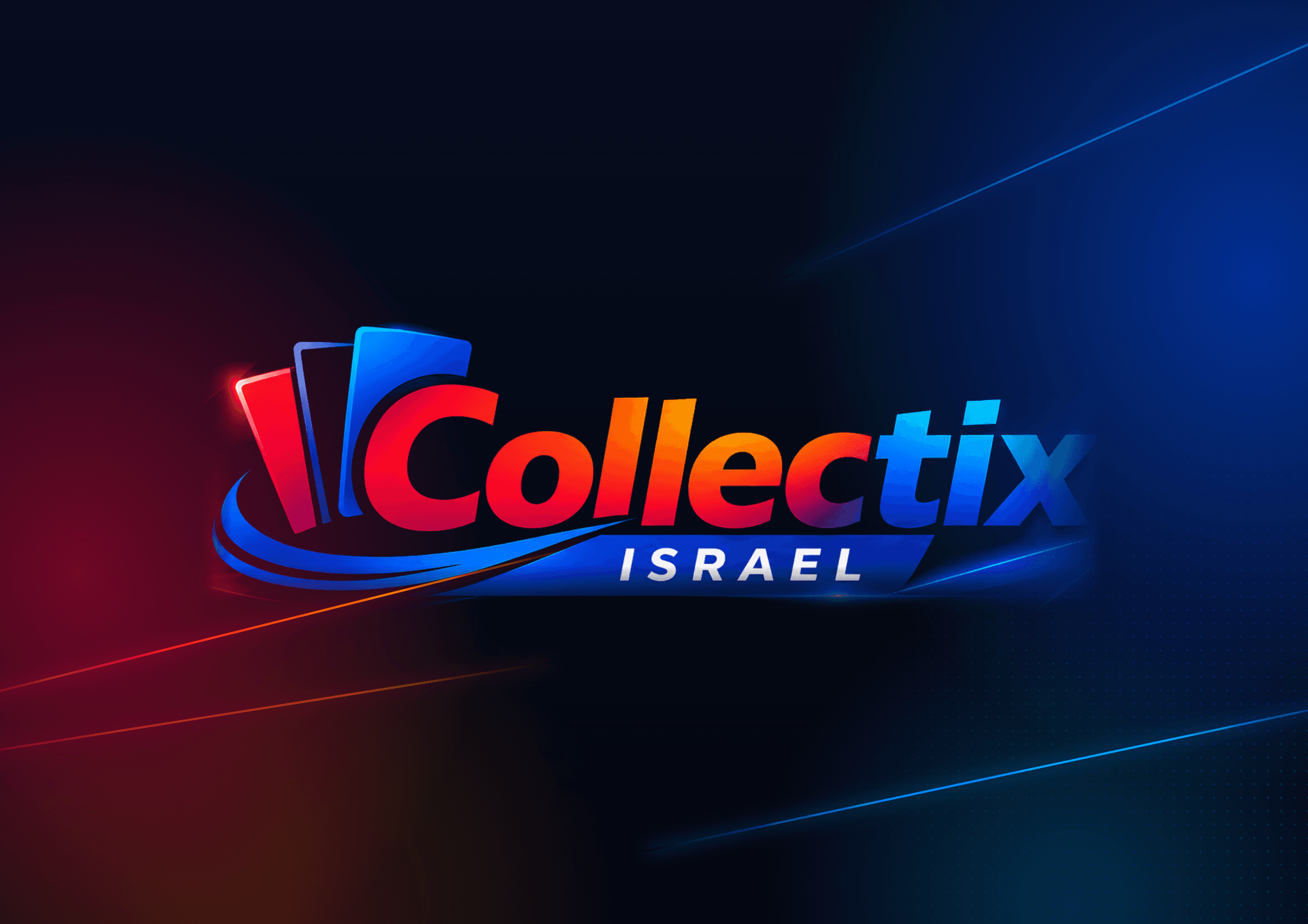 Logo Collectix Israel sur son fond nocturne, avec des accents rouges et bleus