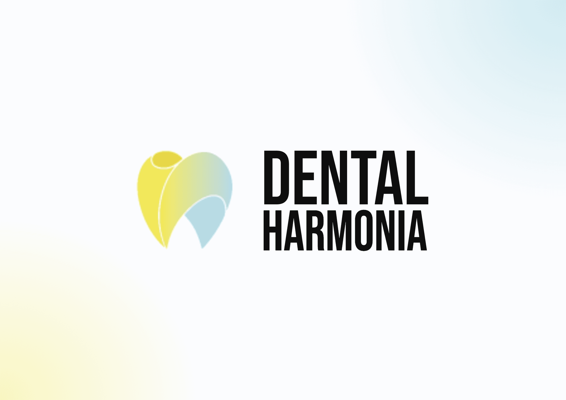 Logo Dental Harmonia avec son symbole jaune et turquoise