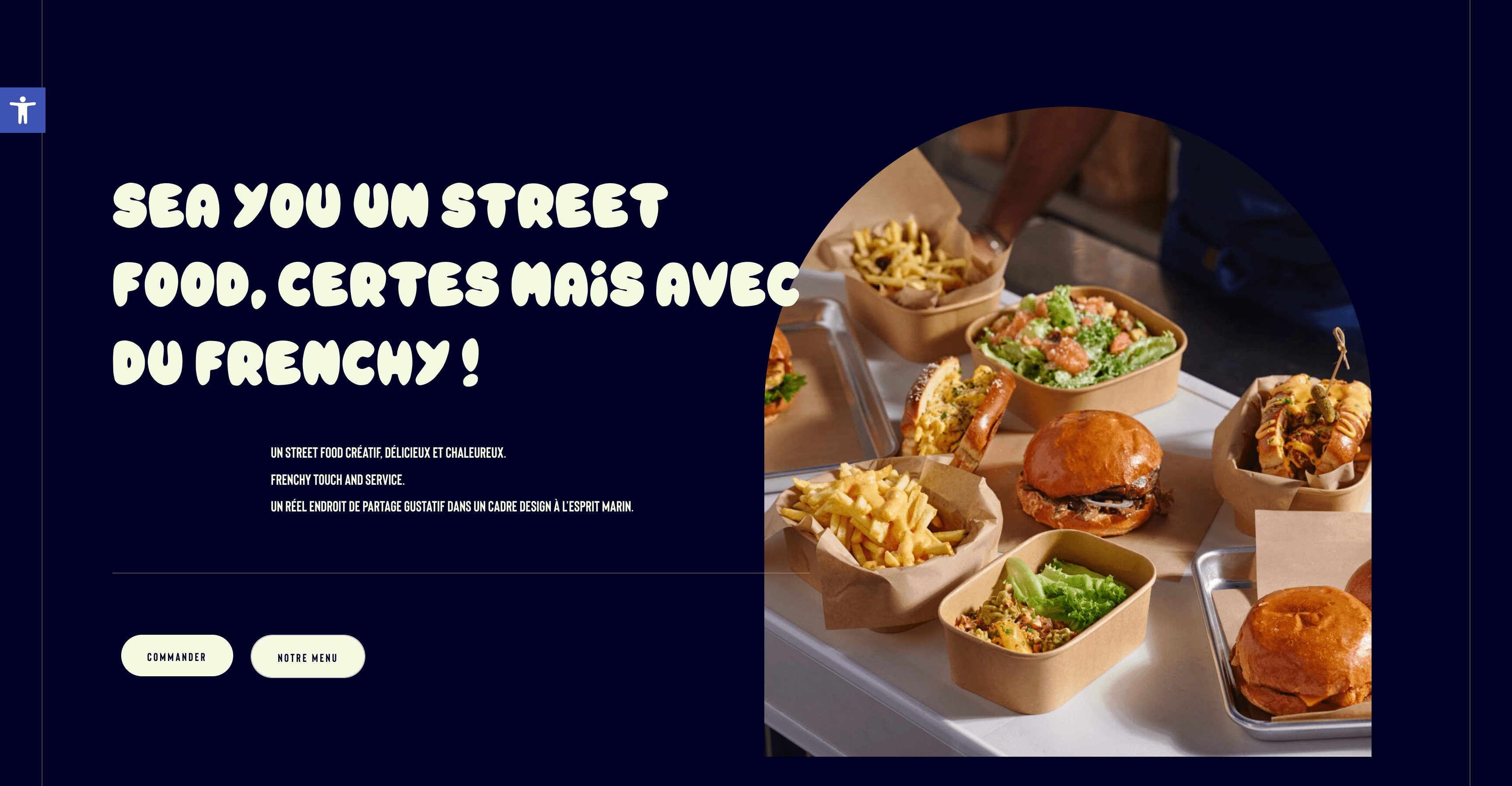 Page d’accueil de SeaYouFood avec ses plats de street food