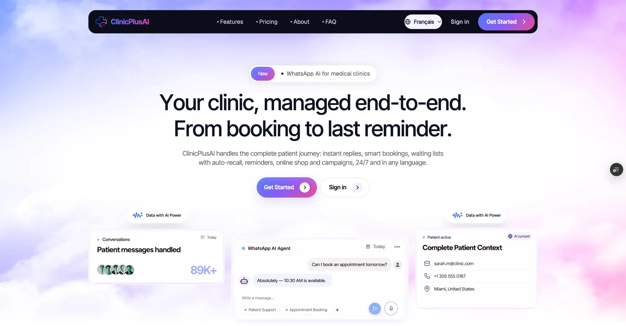 Aperçu du site ClinicPlusAI