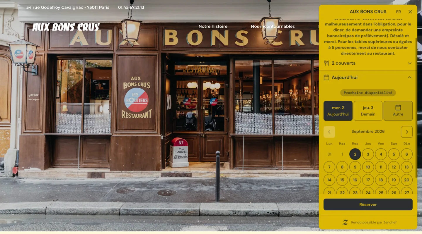 Page d'accueil du site Aux Bons Crus réalisé par Peechy