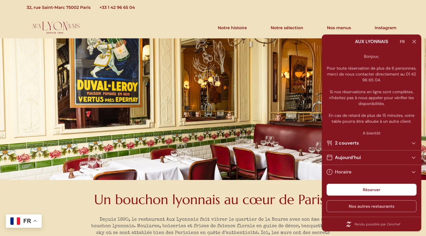 Aperçu du site Aux Lyonnais réalisé par Peechy