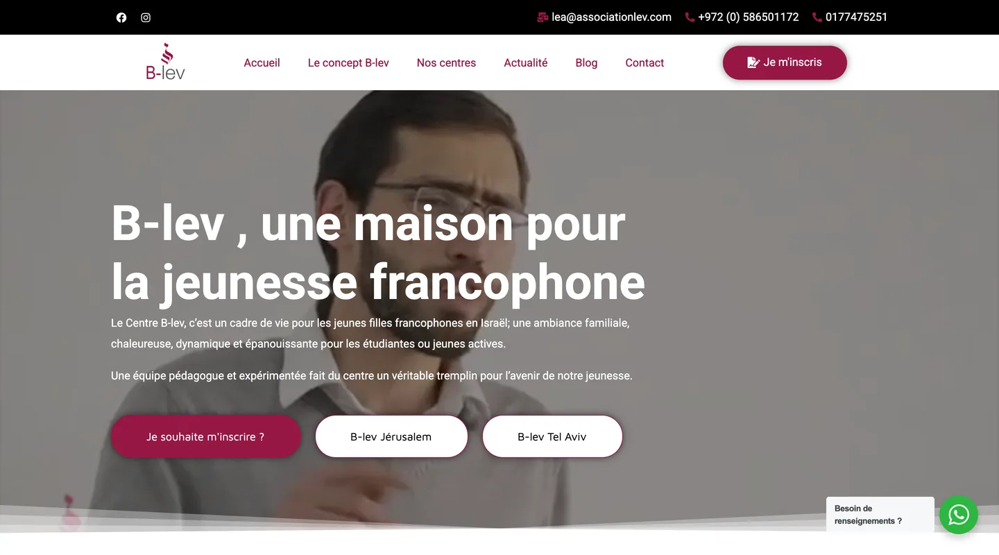 Page d'accueil du site B-lev réalisé par Peechy