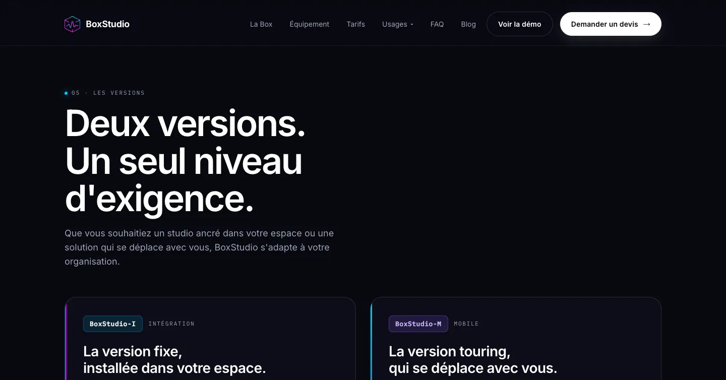 Site BoxStudio, les deux versions du studio, vue 5 sur 10