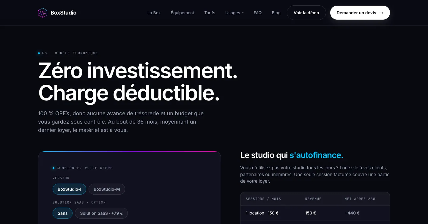 Site BoxStudio, le modèle économique et la mensualité, vue 8 sur 10