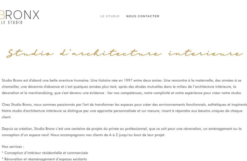 Site web Studio Bronx — Architecture d'intérieur