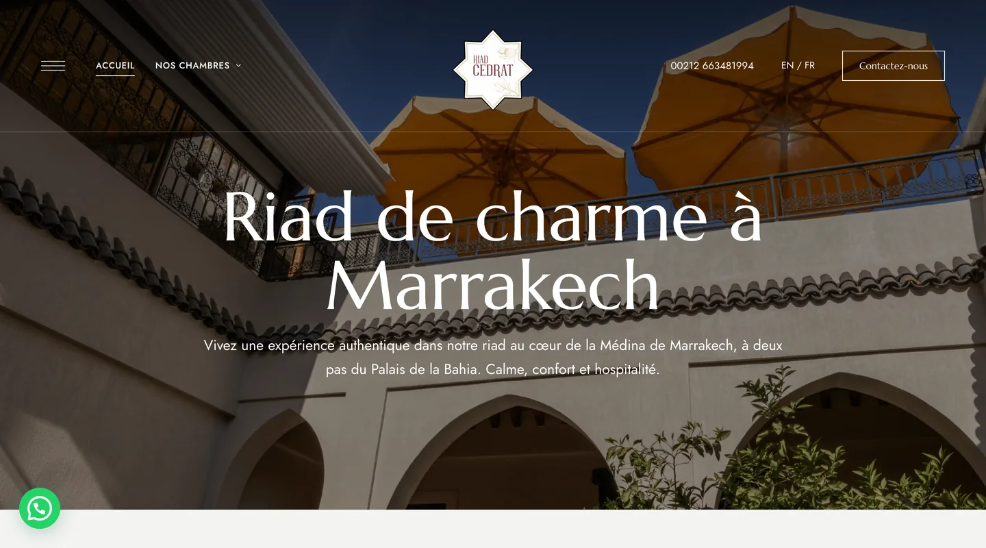 Page d'accueil du site Cedrat Marrakech réalisé par Peechy
