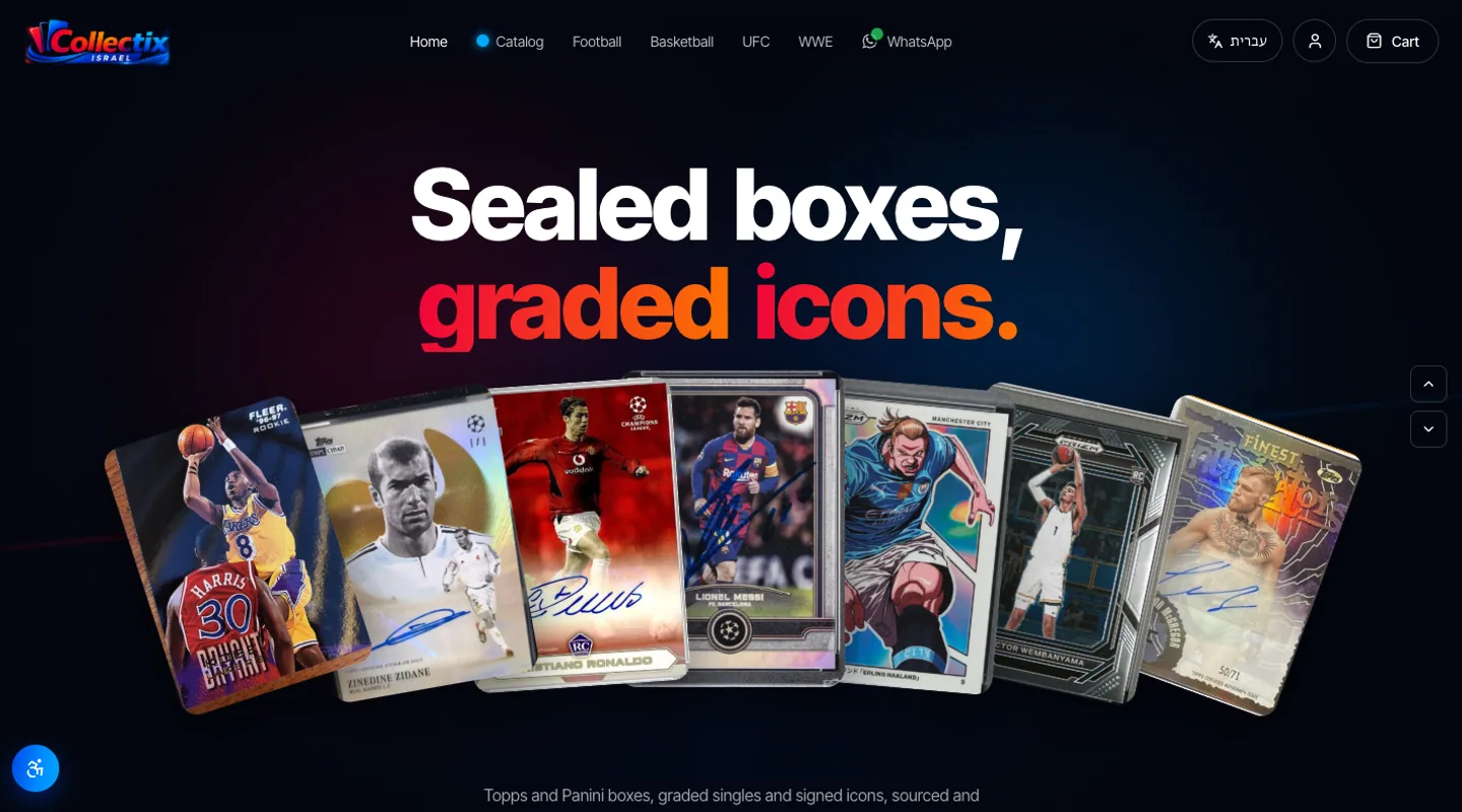 Page d'accueil de la boutique Collectix Israel réalisée par Peechy