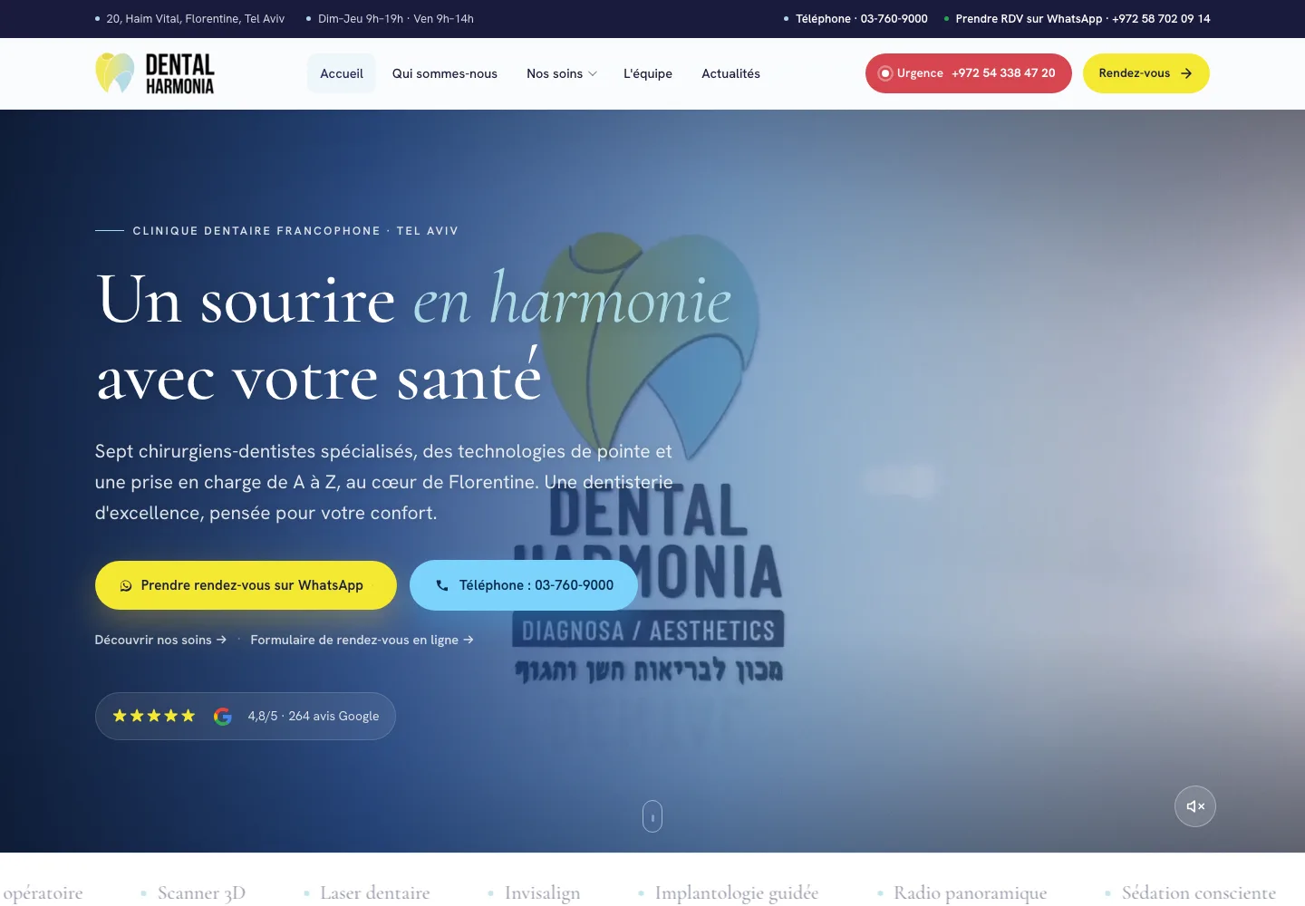 Aperçu du site Dental Harmonia réalisé par Peechy