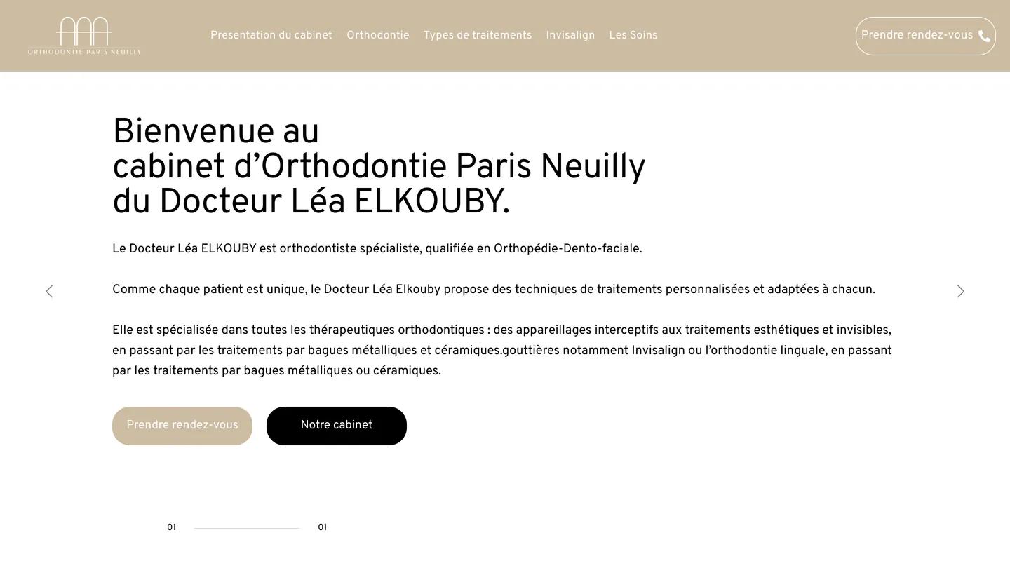 Page d'accueil du site du Dr Léa Elkouby réalisé par Peechy