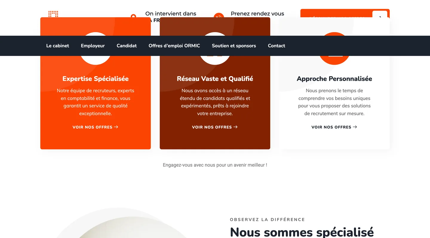 Page d'accueil du site ORMIC réalisé par Peechy
