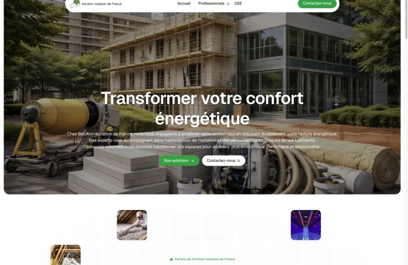 Site web Solution Isolation de France — Isolation énergétique