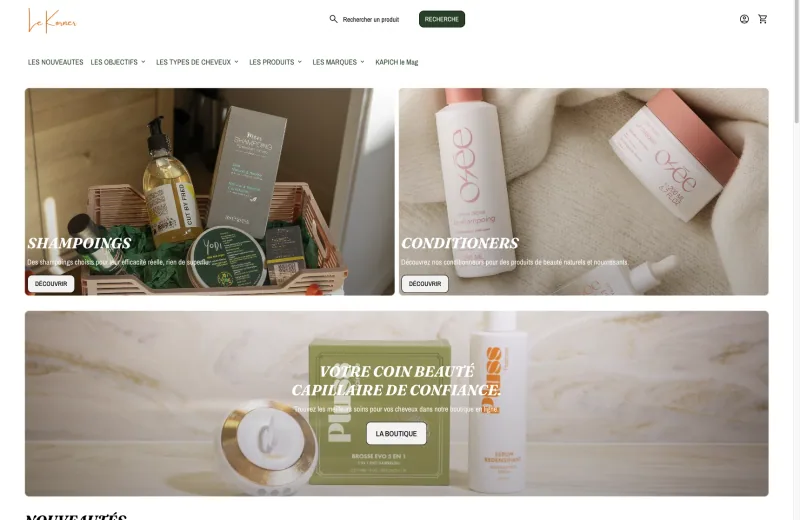 Site web Le Kauri — E-commerce beauté capillaire