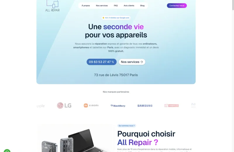 Site web All Repair — Réparation mobile & tech