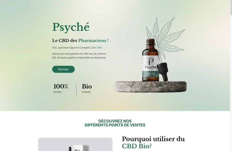 Site web Psyché — E-commerce CBD