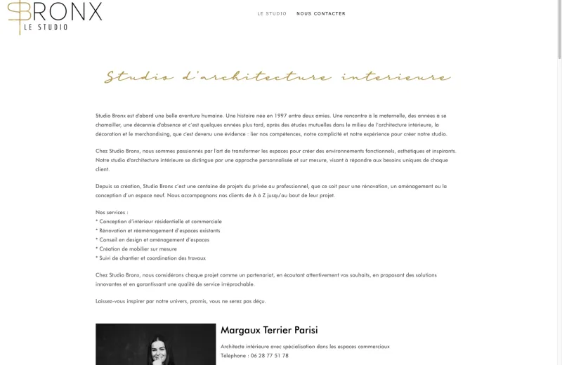 Site web Studio Bronx — Architecture d'intérieur
