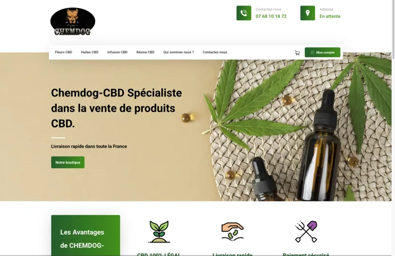 Site web Chemdog CBD — E-commerce CBD