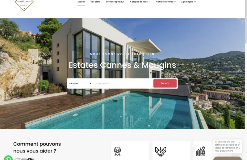 Site web Estates Cannes & Mougins — Immobilier de luxe