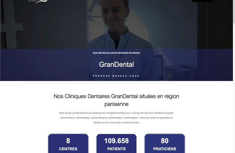 Site web GranDental — Réseau de cliniques dentaires