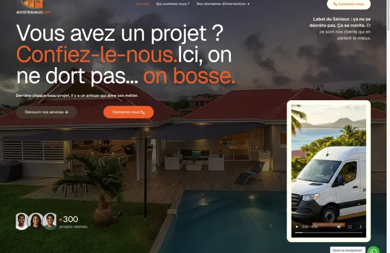Site web Avostravaux — Artisans & rénovation