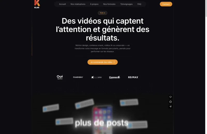 Site web KLAK — Agence vidéo marketing
