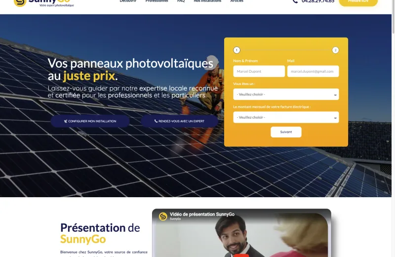 Site web SunnyGo — Panneaux photovoltaïques