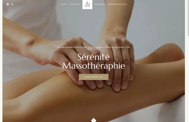 Site web Sérénité Massothérapie — Bien-être & soins