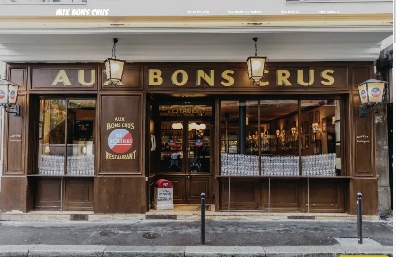 Site web Aux Bons Crus — Restaurant parisien
