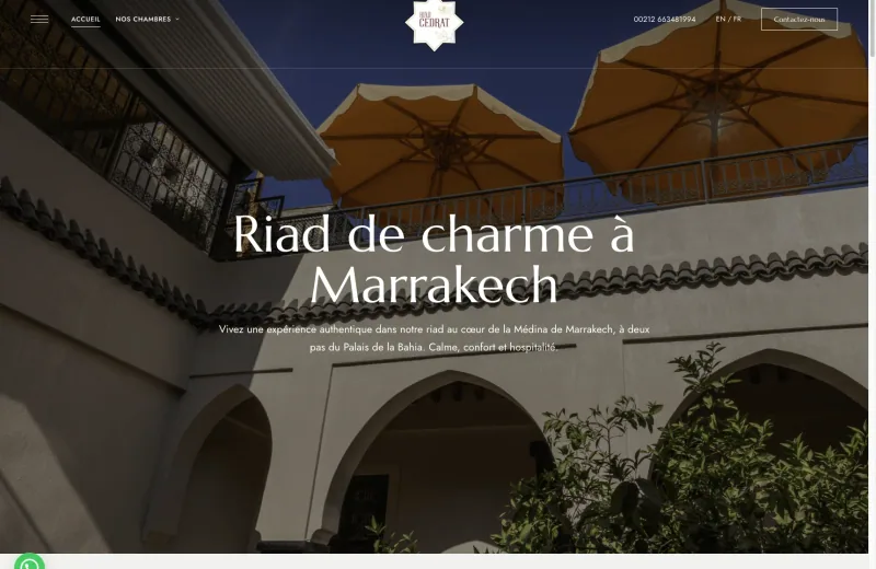 Site web Riad Le Cedrat — Hôtellerie Marrakech