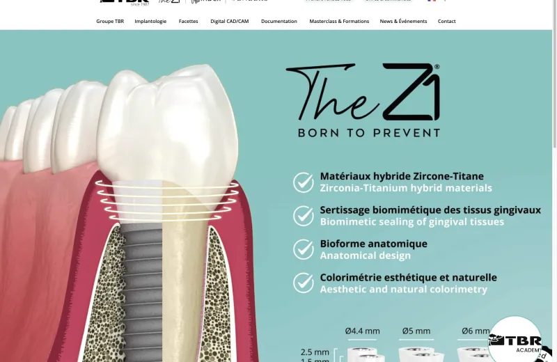 Site web TBR Dental — Plateforme internationale
