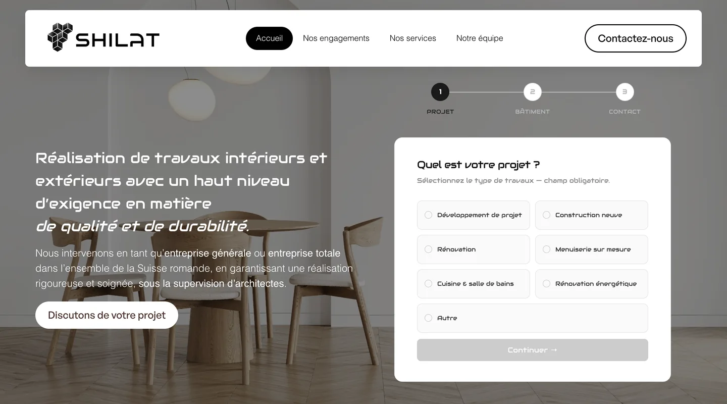 Page d'accueil du site Shilat réalisé par Peechy