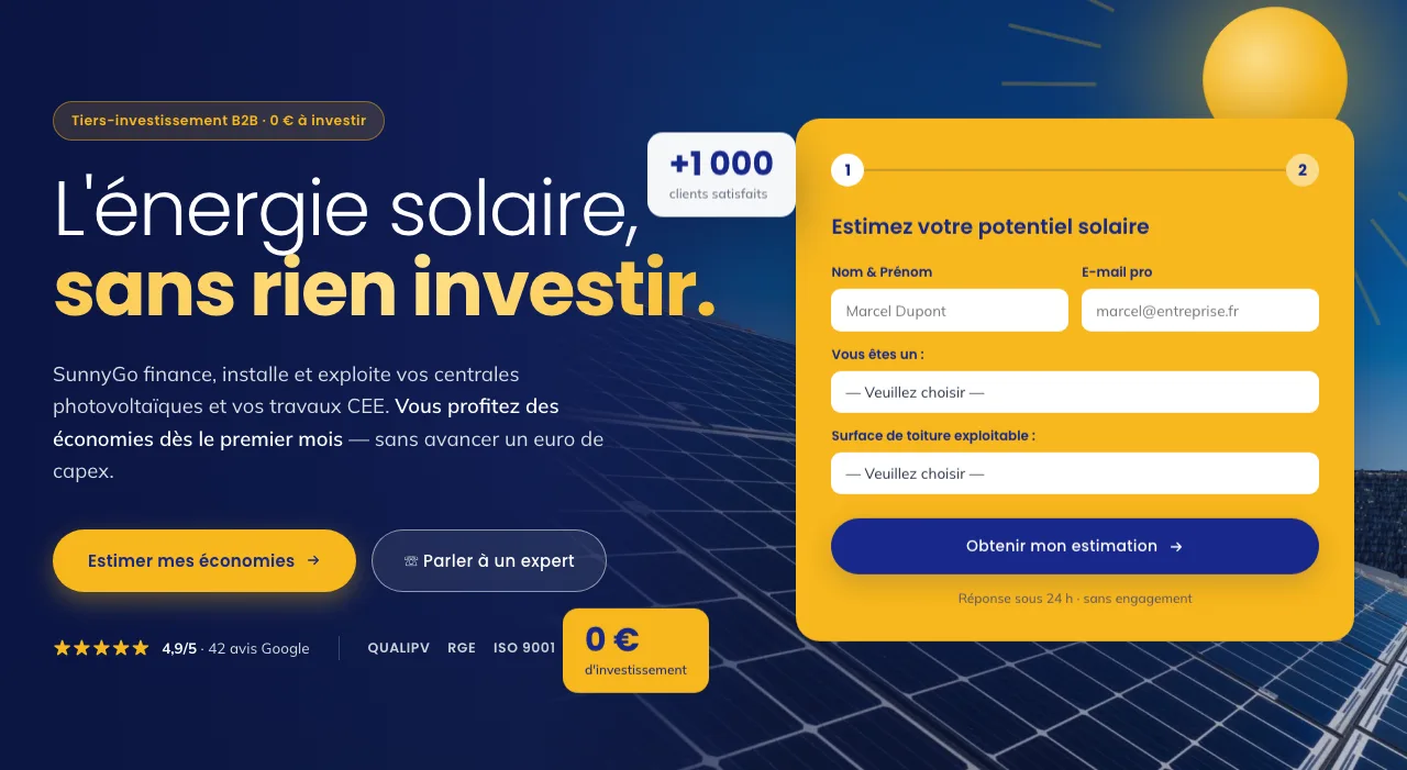 Aperçu du site SunnyGo réalisé par Peechy